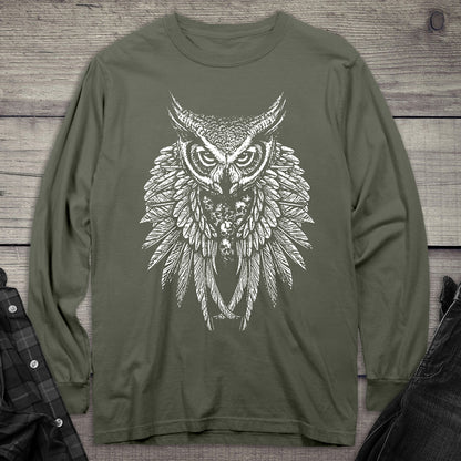 Owl Skull Wings Long Sleeve Tee