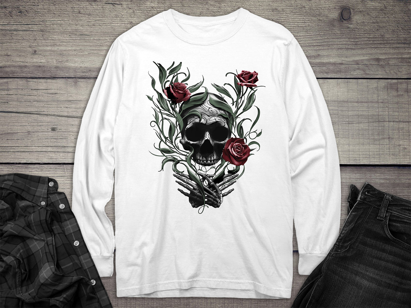 Skull Roses Long Sleeve Tee