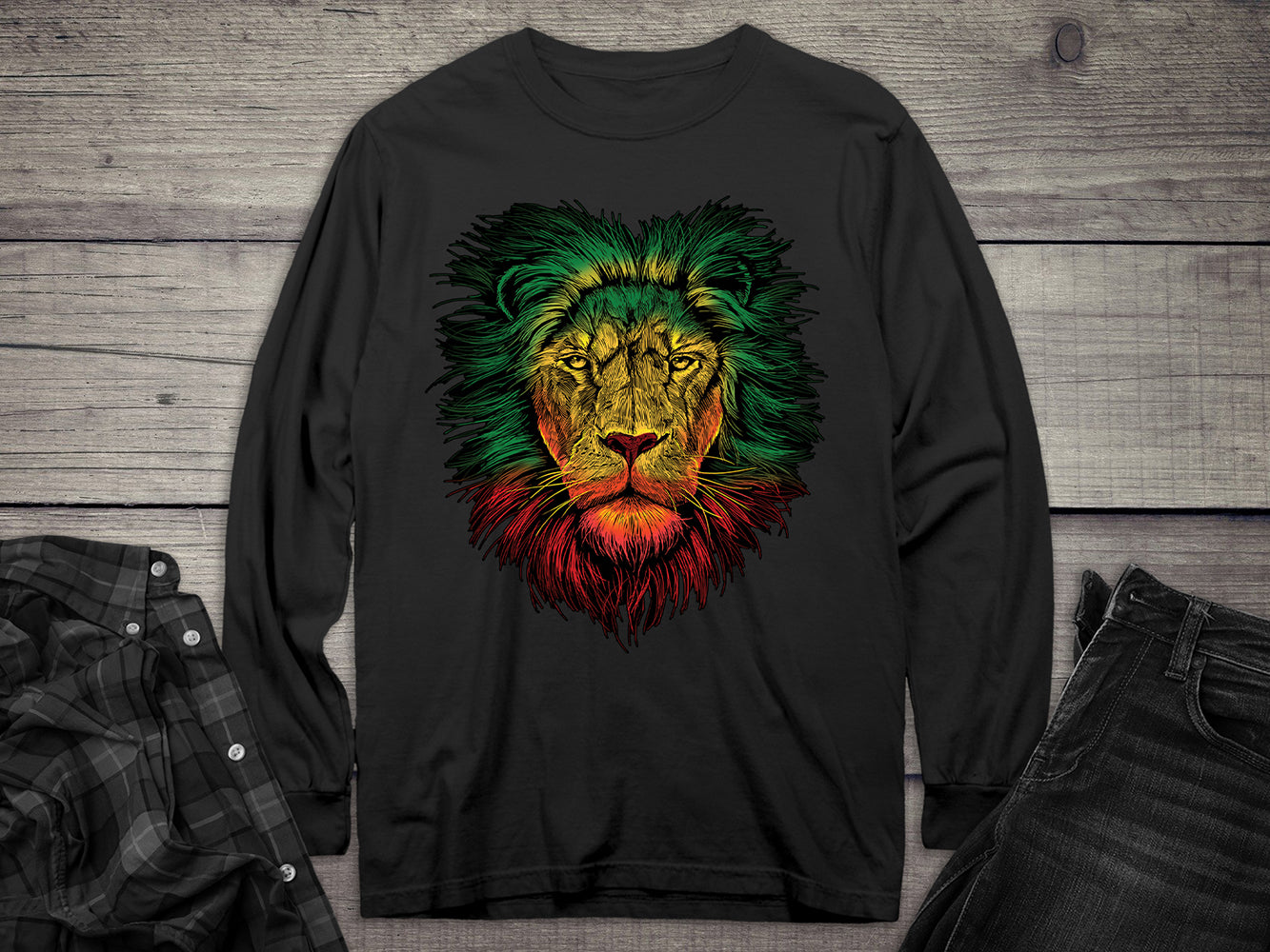 Rasta Colors Lion Long Sleeve Tee