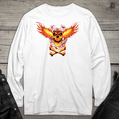 Skull Fire Wings Long Sleeve Tee