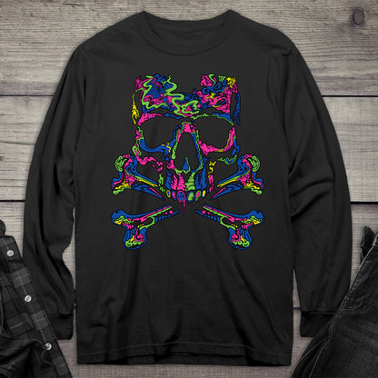 Neon Skull Crossbones Long Sleeve Tee