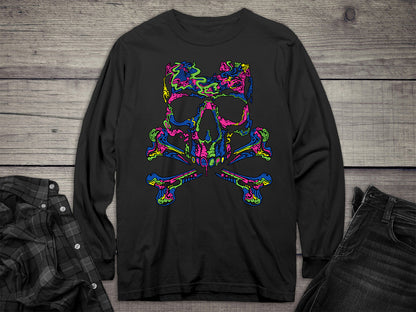 Neon Skull Crossbones Long Sleeve Tee