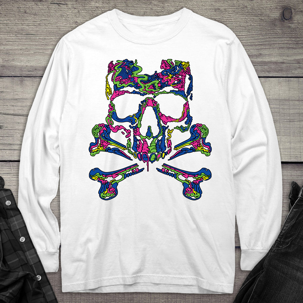 Neon Skull Crossbones Long Sleeve Tee