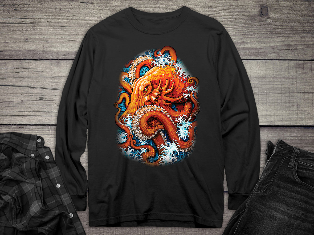 Octopus Waves Long Sleeve Tee