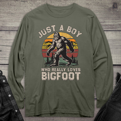 Boy Who Loves Bigfoot Long Sleeve Tee