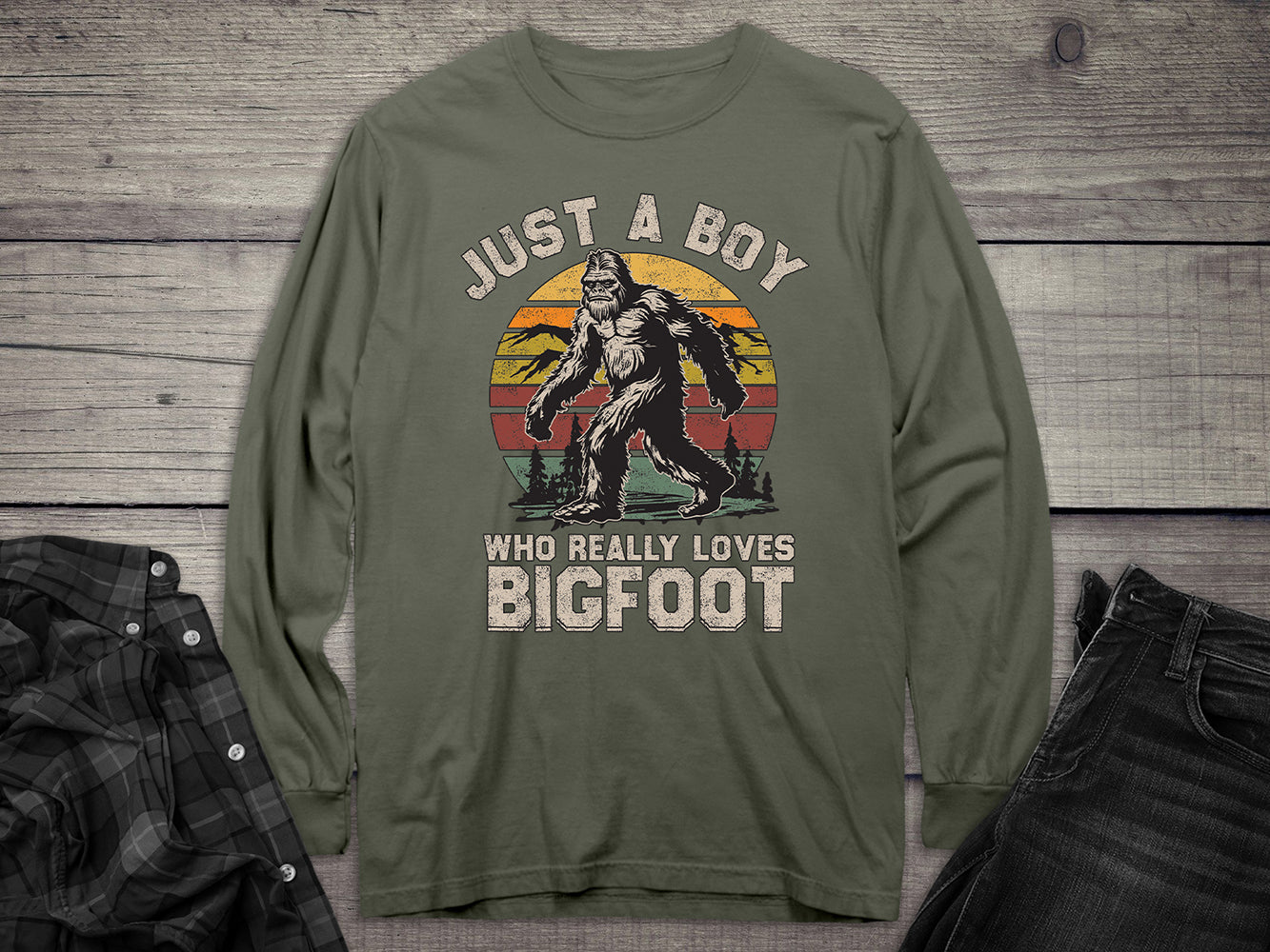 Boy Who Loves Bigfoot Long Sleeve Tee