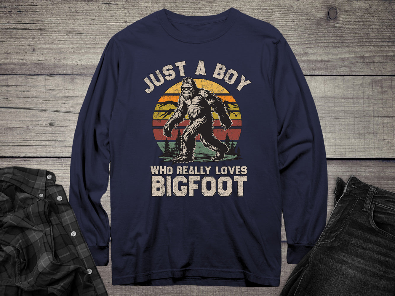 Boy Who Loves Bigfoot Long Sleeve Tee