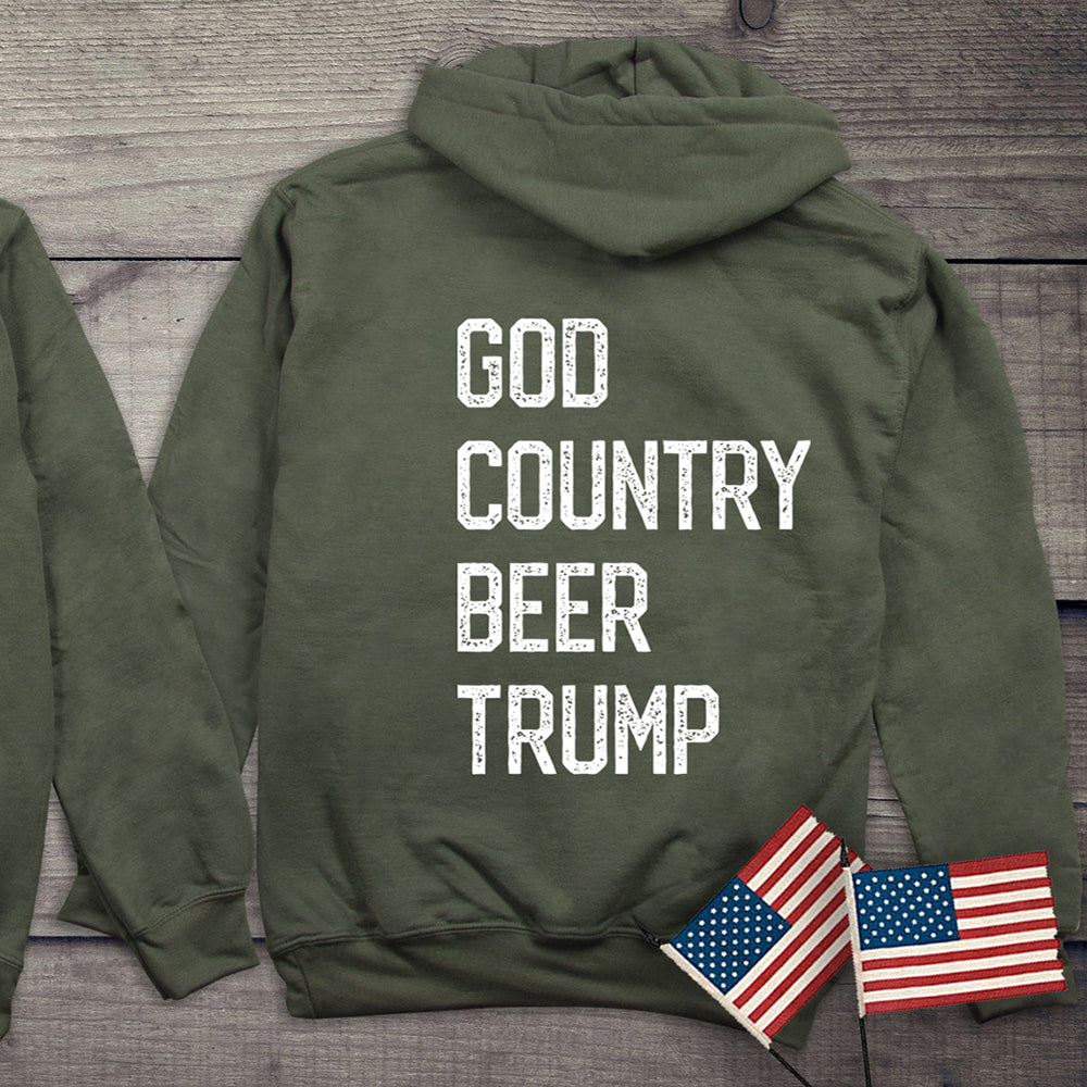 God. Country. Beer. Trump. With Crest Hoodie