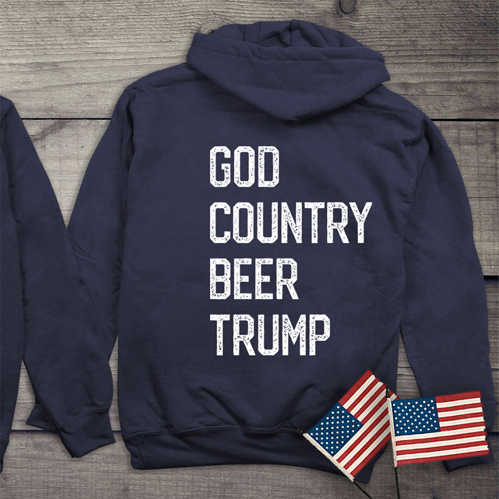 God. Country. Beer. Trump. With Crest Hoodie