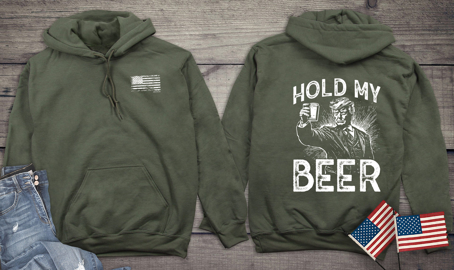 Hold My Beer Trump With Crest Hoodie