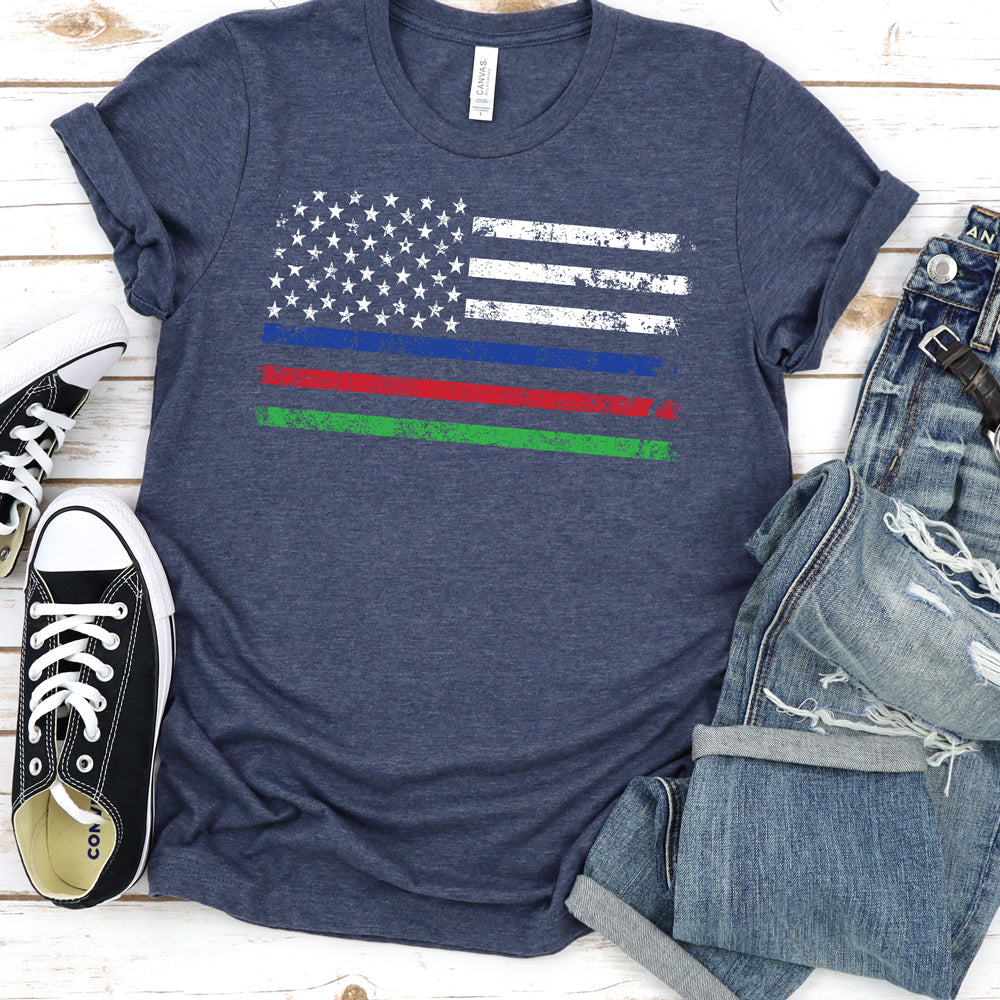 American Pride T-shirt, American Thin Lines Flag Tee