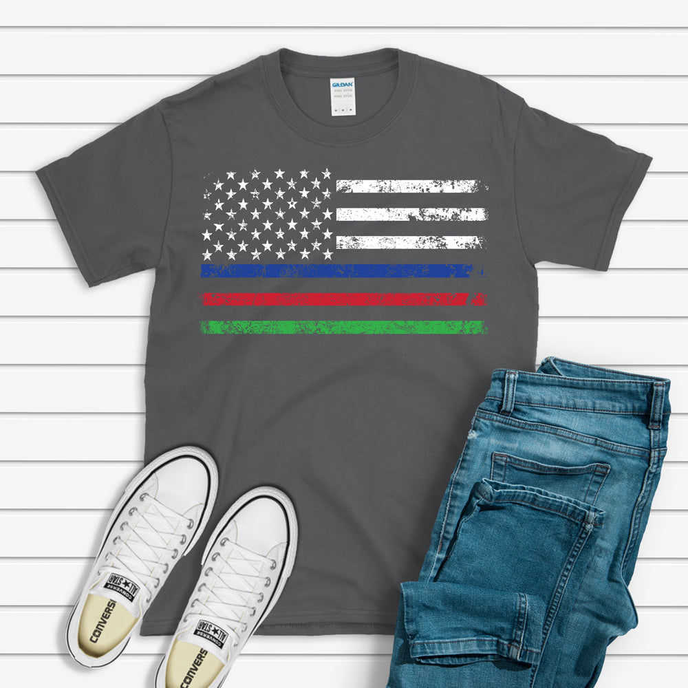 USA T-shirt, American Thin Lines Flag Tee