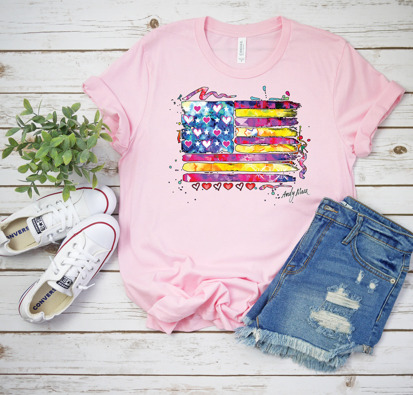 American Flag T-Shirt, Colorful Flag Tee