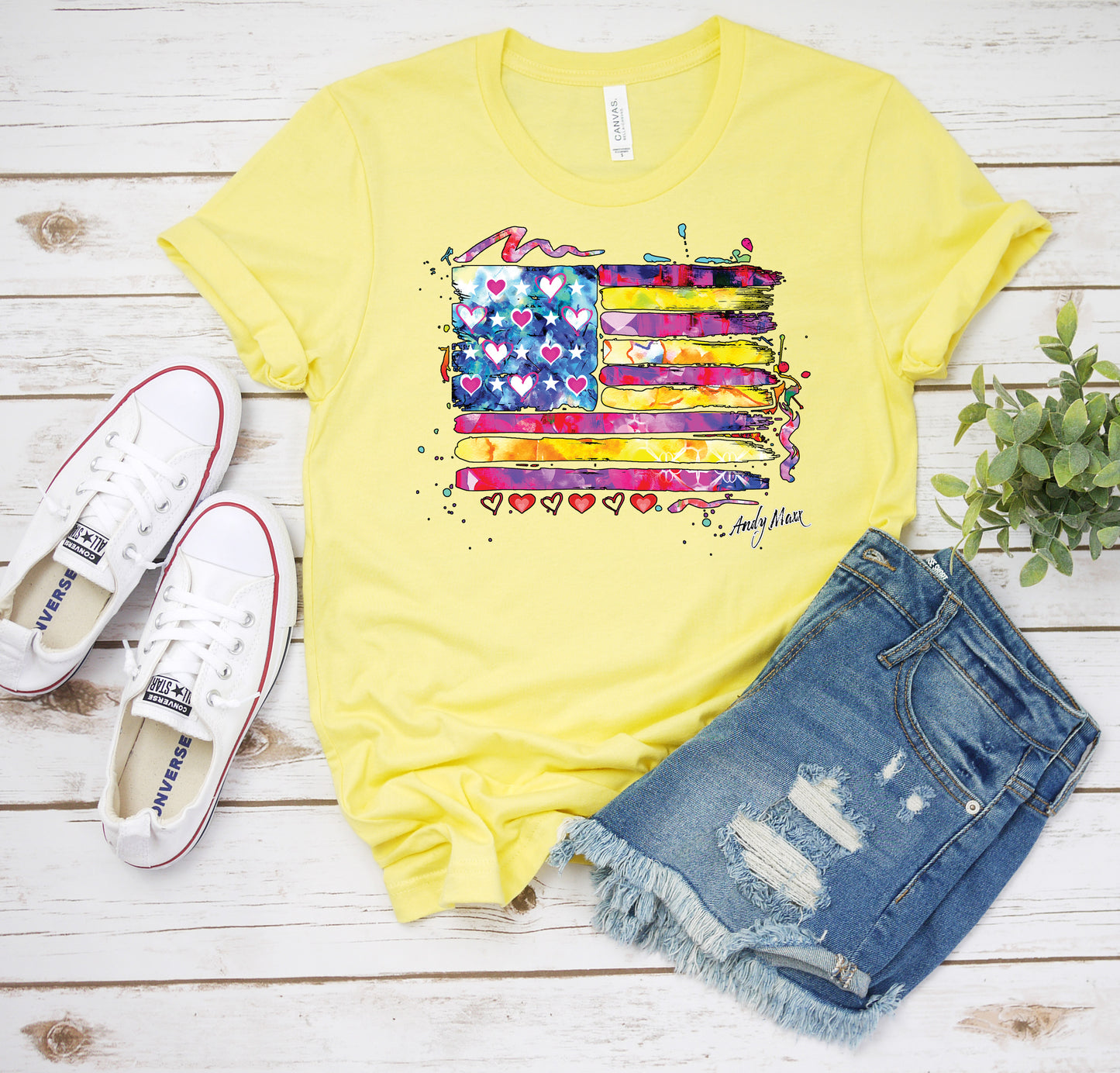 American Flag T-Shirt, Colorful Flag Tee