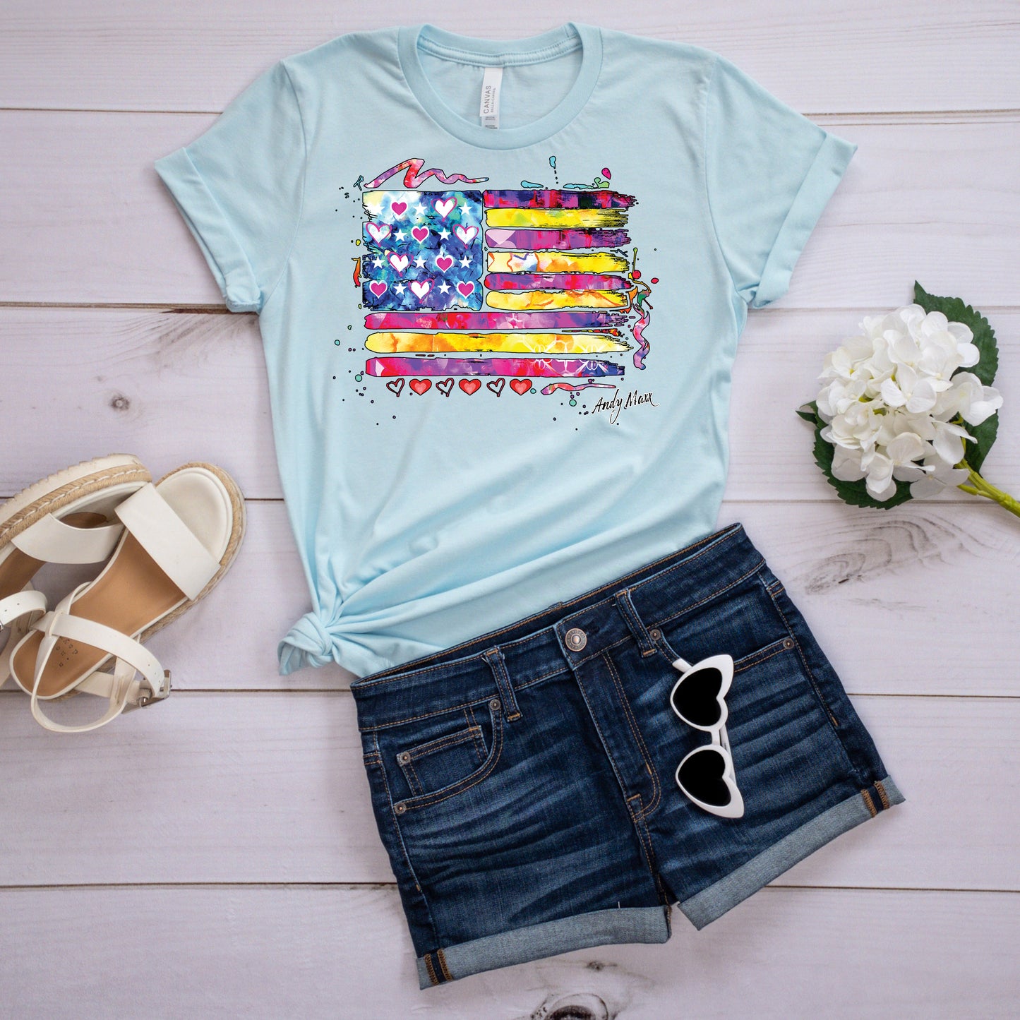 American Flag T-Shirt, Colorful Flag Tee