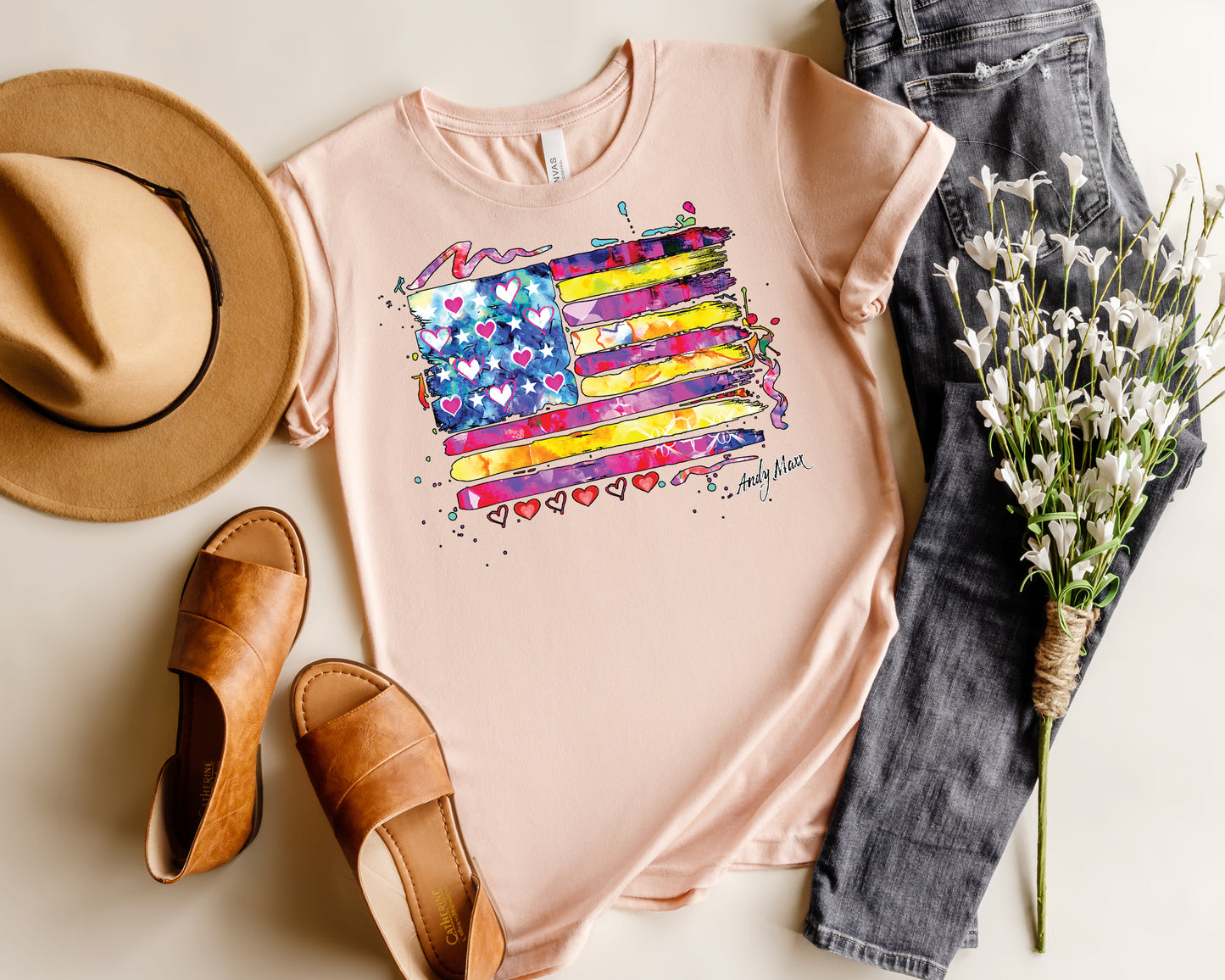 American Flag T-Shirt, Colorful Flag Tee