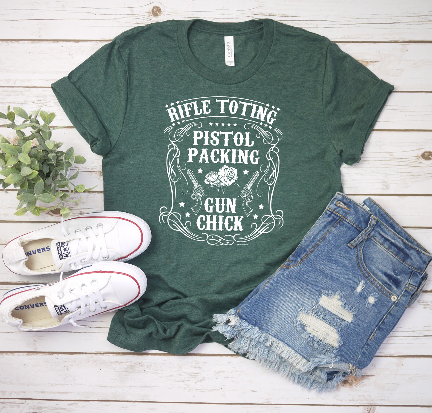 2nd Amendment T-Shirt, Rifle Toting, Pistol Packing Gun Chick Tee