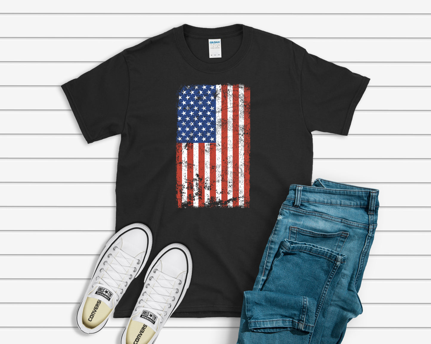 American Pride T-Shirt, American Flag Vertical, Grunge Tee