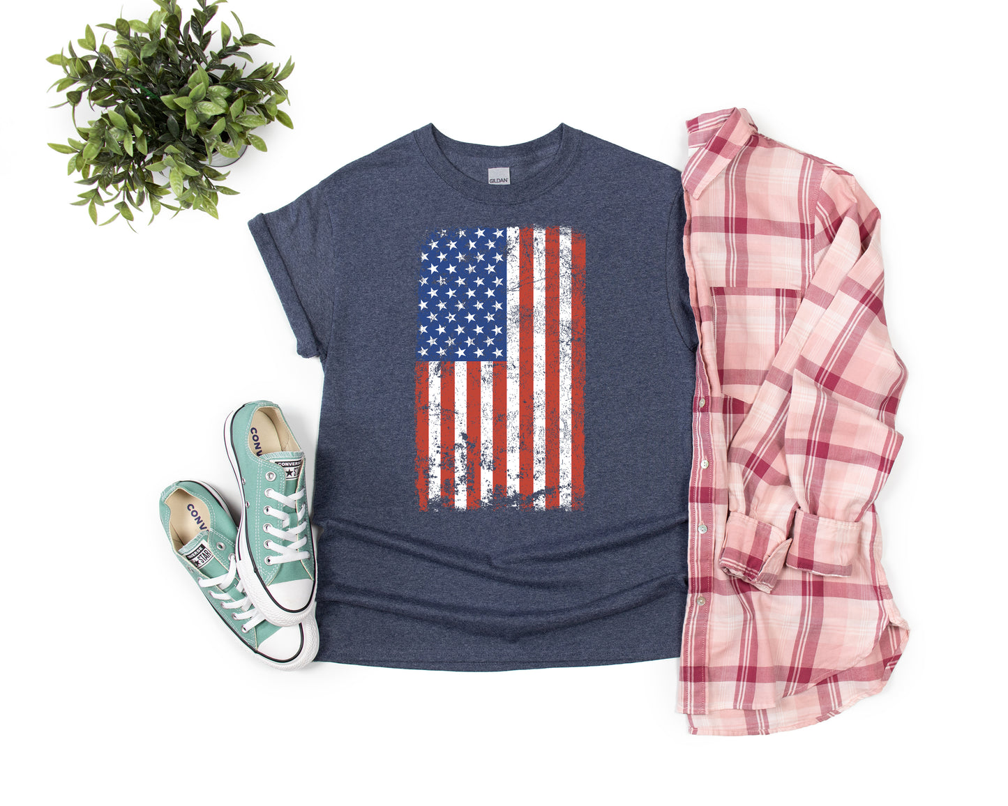 American Pride T-Shirt, American Flag Vertical, Grunge Tee