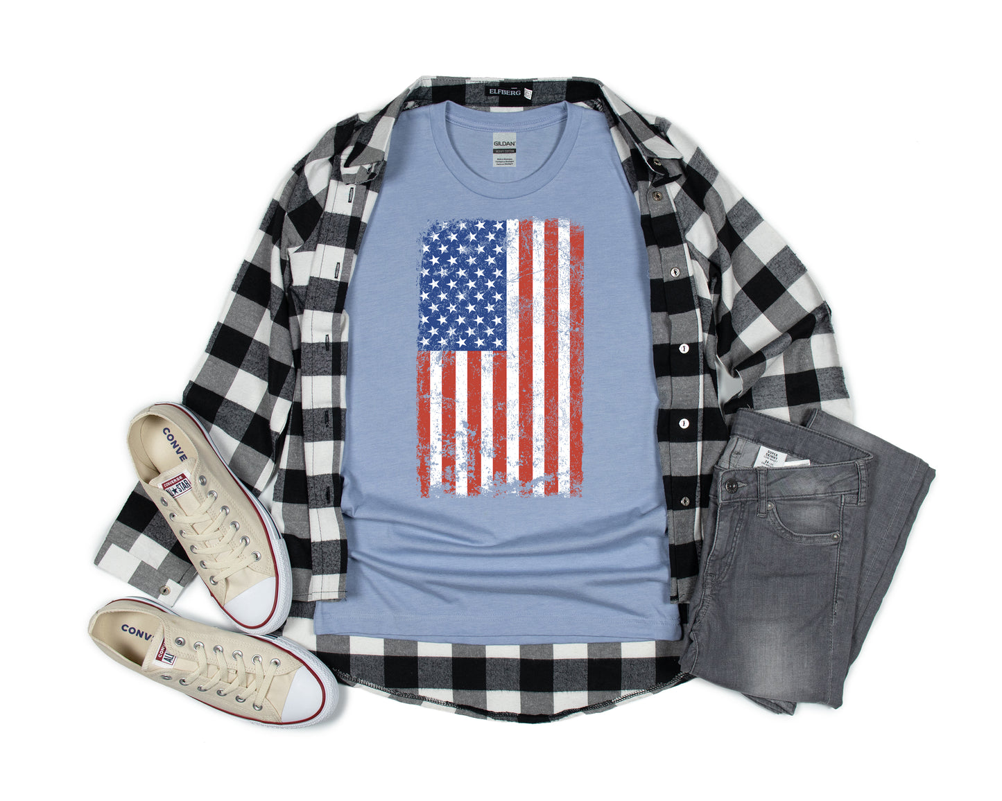 American Pride T-Shirt, American Flag Vertical, Grunge Tee