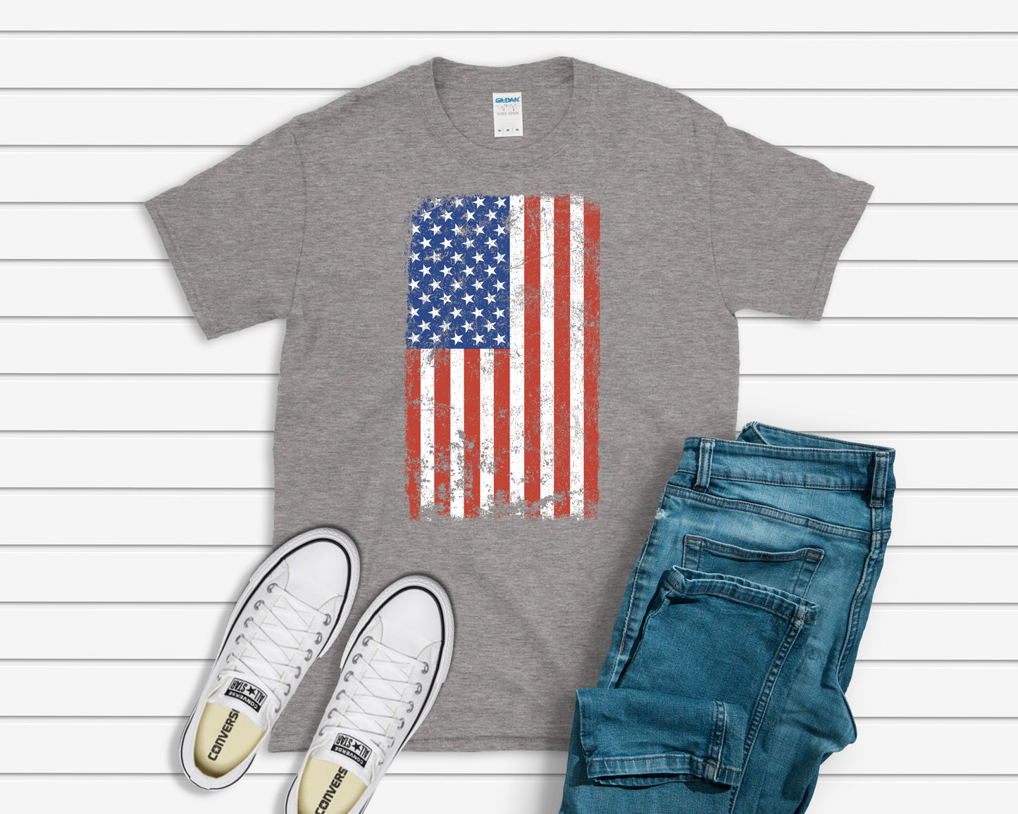 American Pride T-Shirt, American Flag Vertical, Grunge Tee