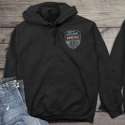 Ford Hoodie, Officially Licensed Vintage Ford Motors Hooded Sweatshirt