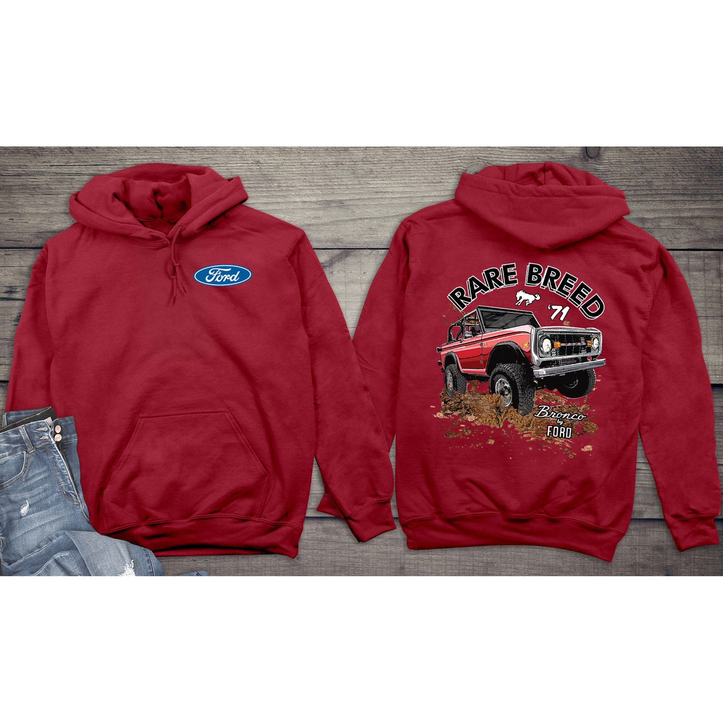 Ford Hoodie, Officially Licensed Bronco Rare Breed Hooded Sweatshirt