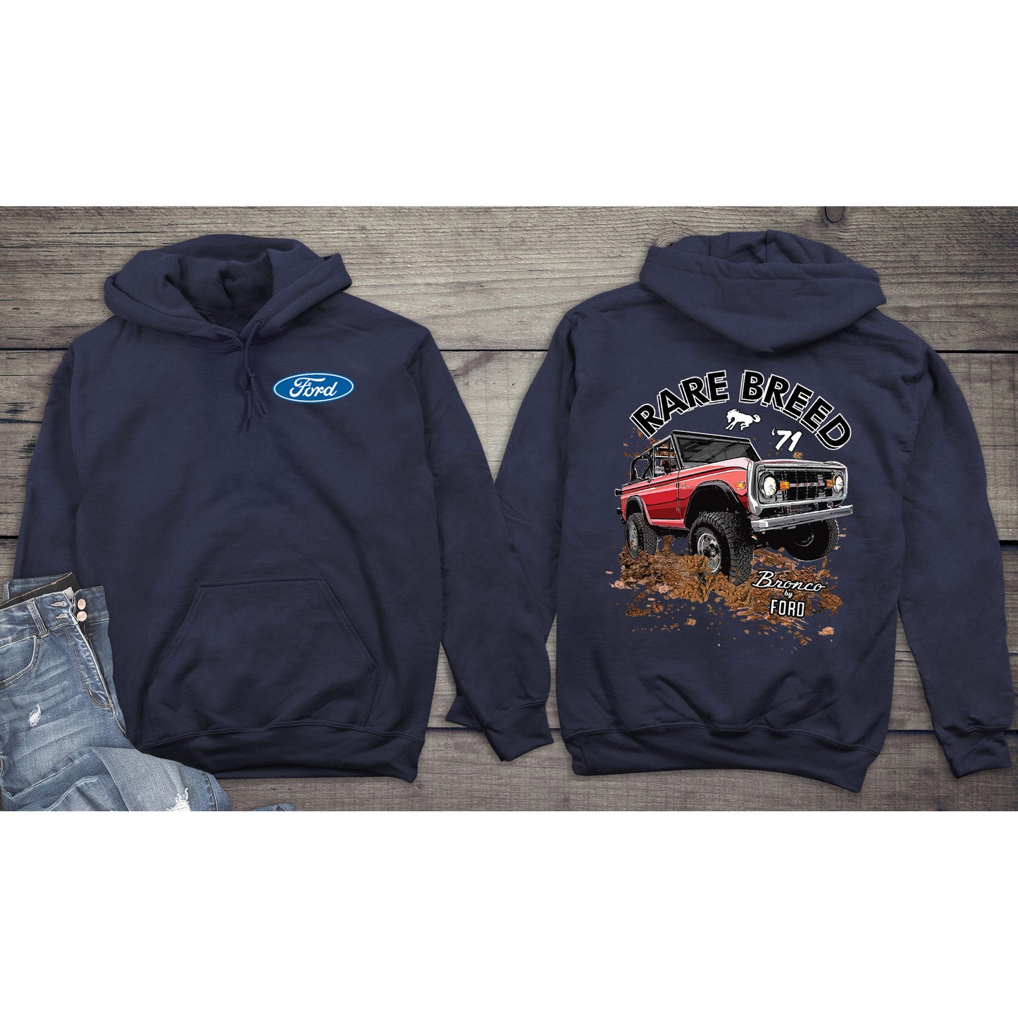 Ford Hoodie, Officially Licensed Bronco Rare Breed Hooded Sweatshirt