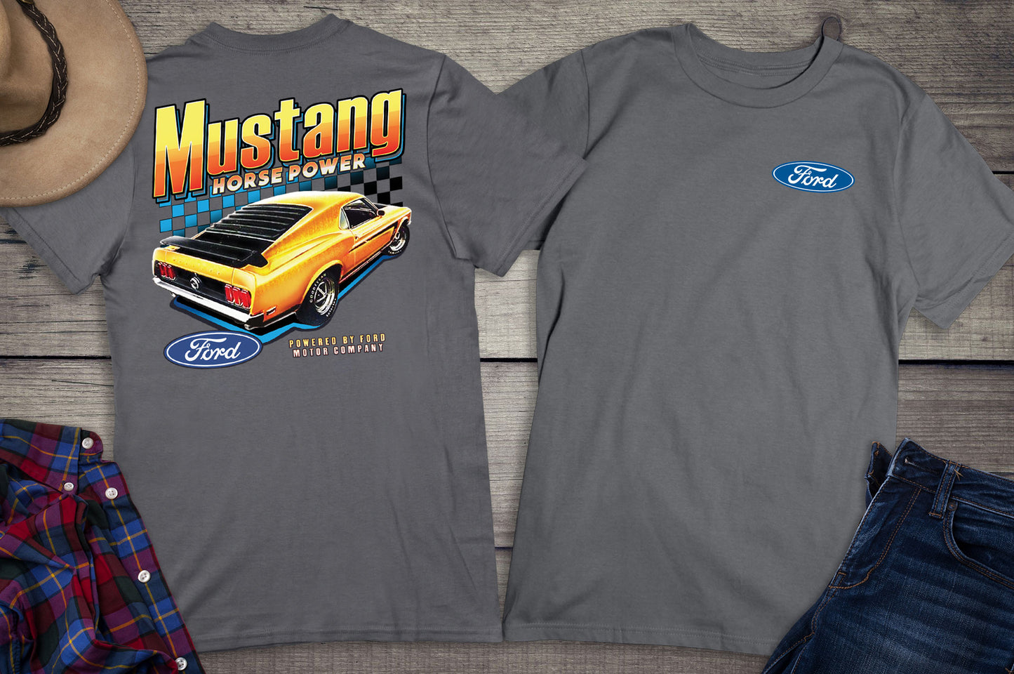 Ford Yellow Mustang Horsepower Tee