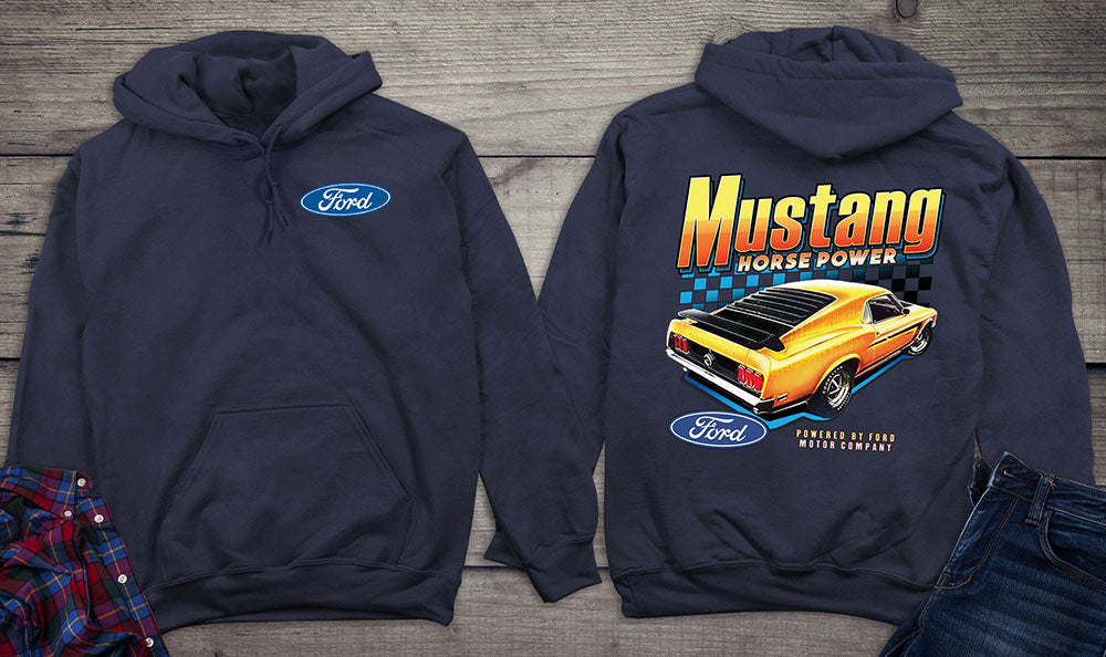 Ford Yellow Mustang Horsepower Hoodie