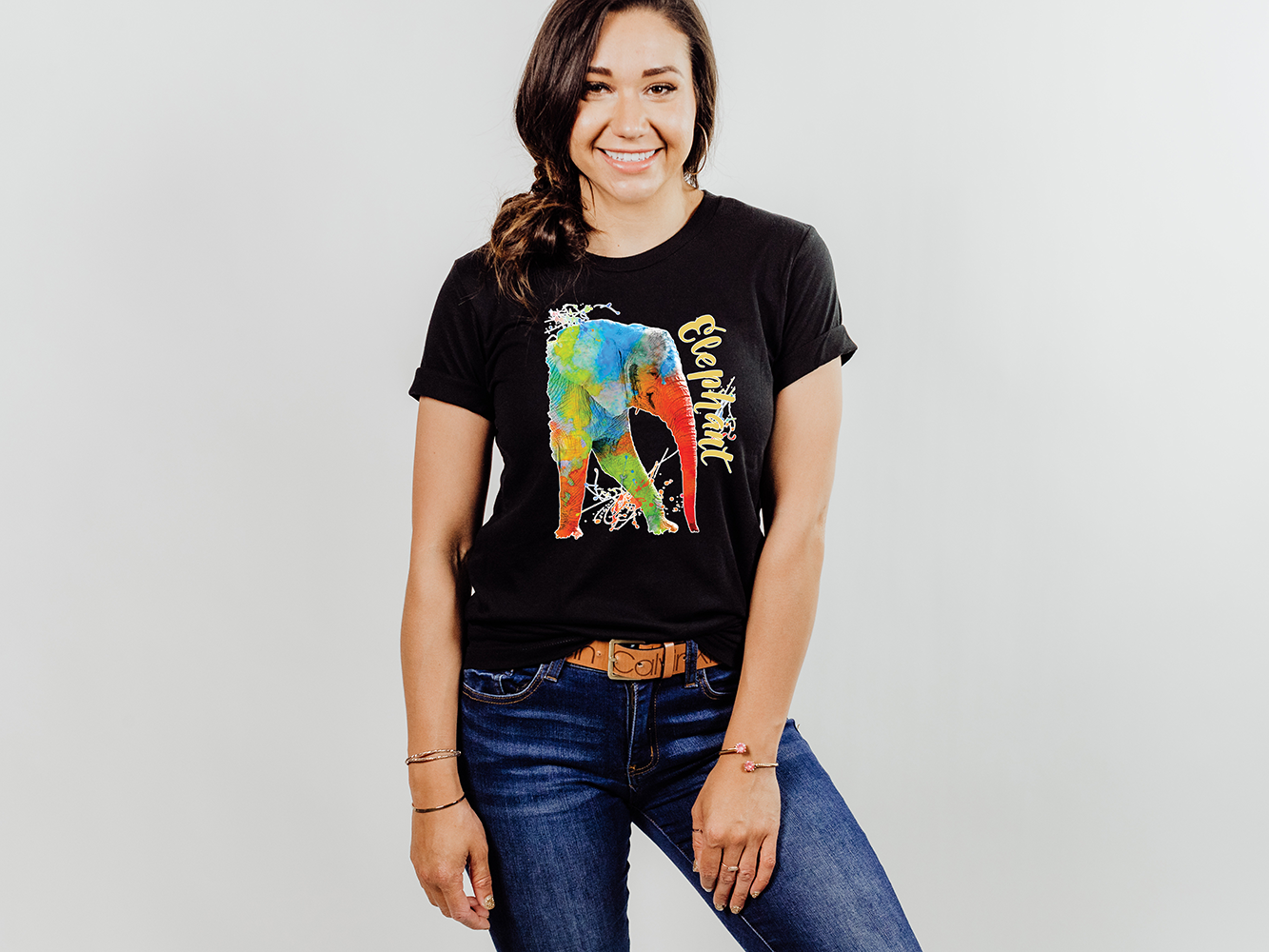 Colorful Safari Elephant Tee