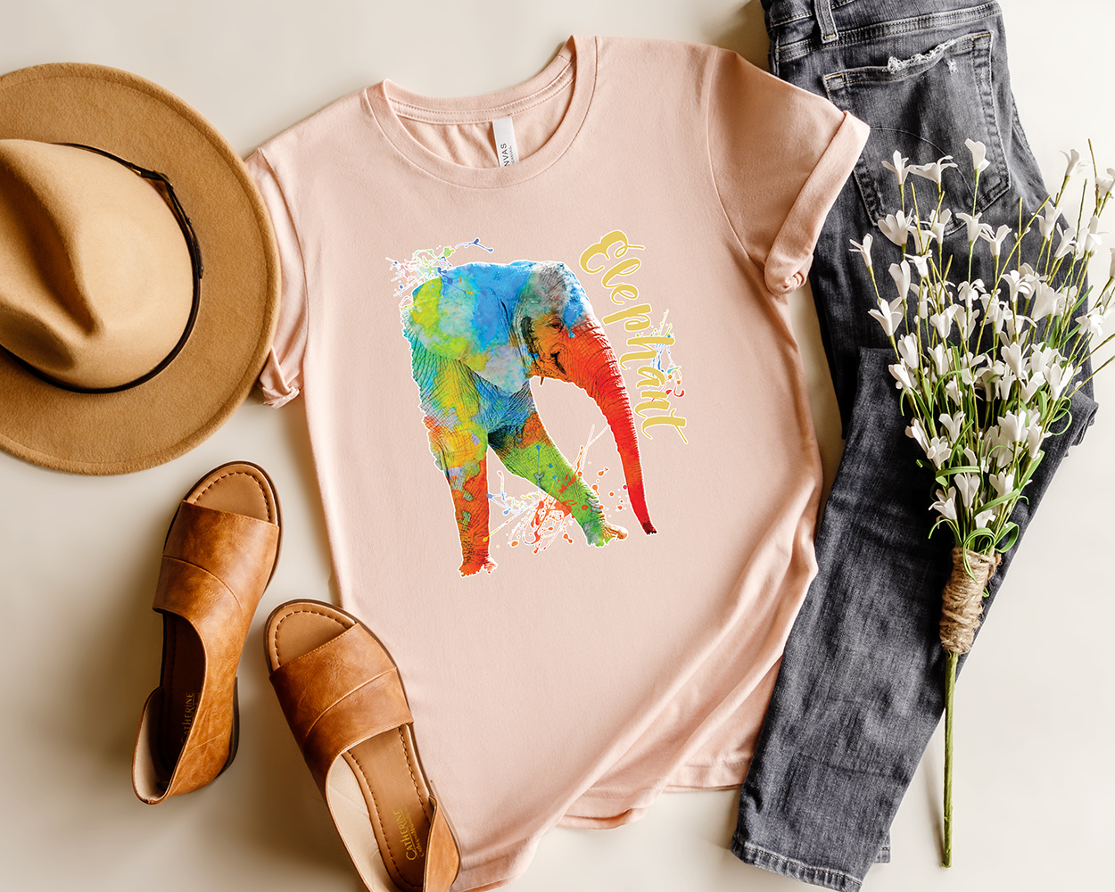 Colorful Safari Elephant Tee