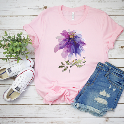 Abstract Purple Flower Metallic Tee