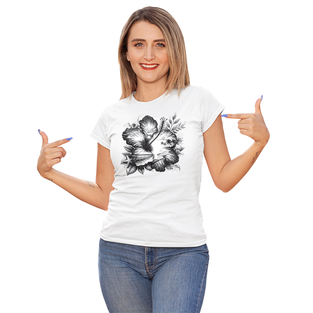 Women's Hibiscus Beach Solar Tee