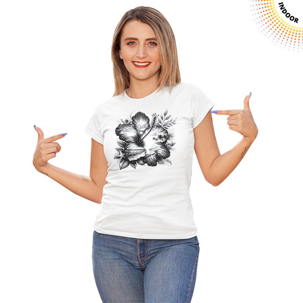 Women's Hibiscus Beach Solar Tee