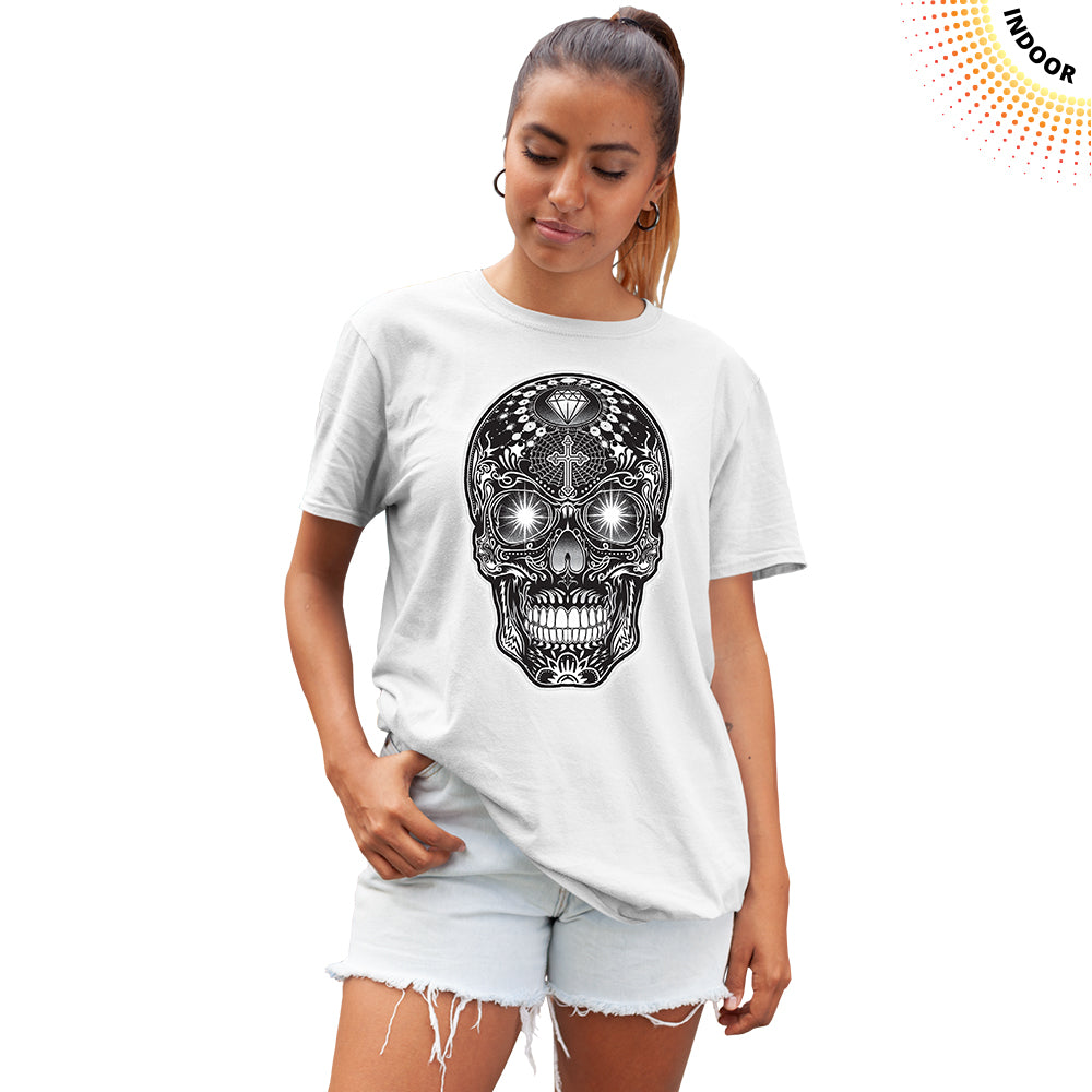 Adult Unisex Bright Sugar Skull Solar Tee