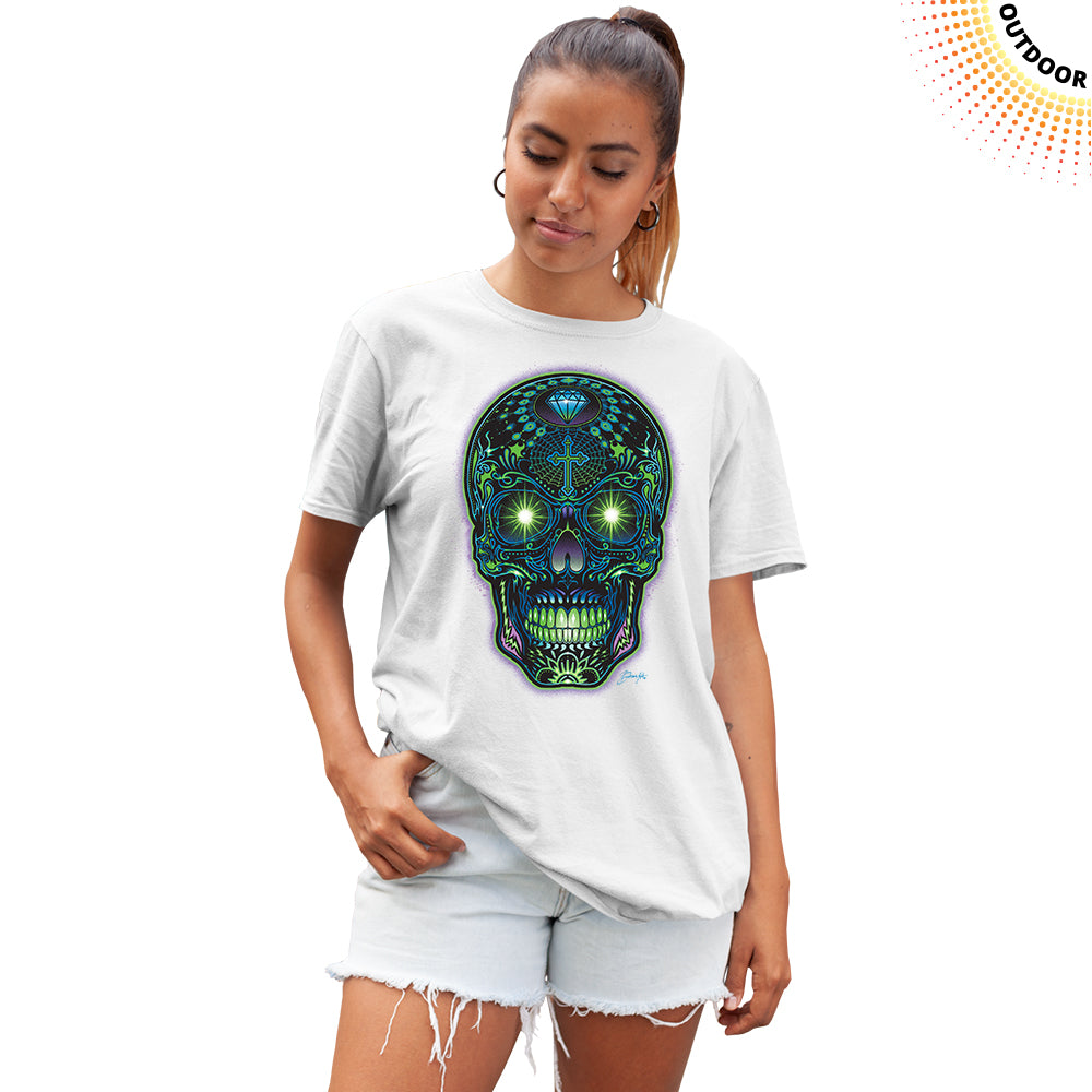 Adult Unisex Bright Sugar Skull Solar Tee