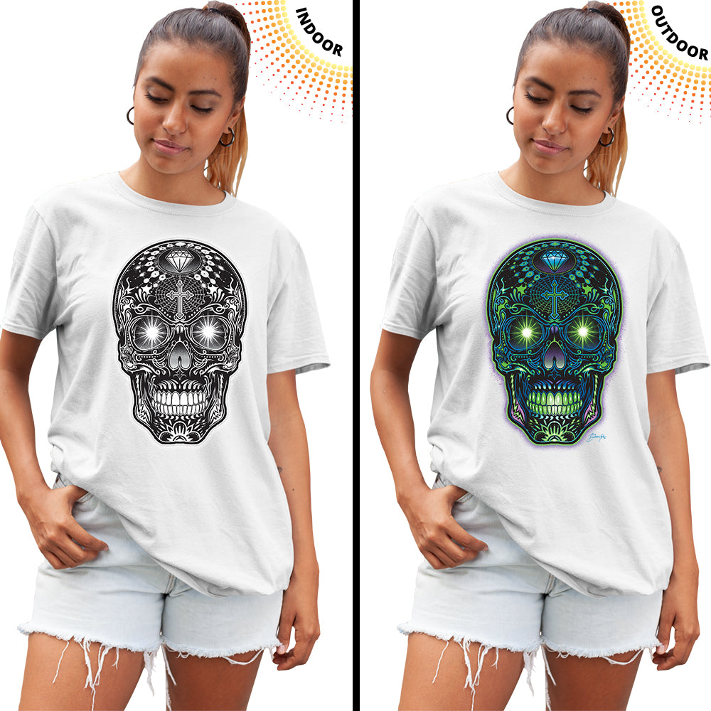 Adult Unisex Bright Sugar Skull Solar Tee
