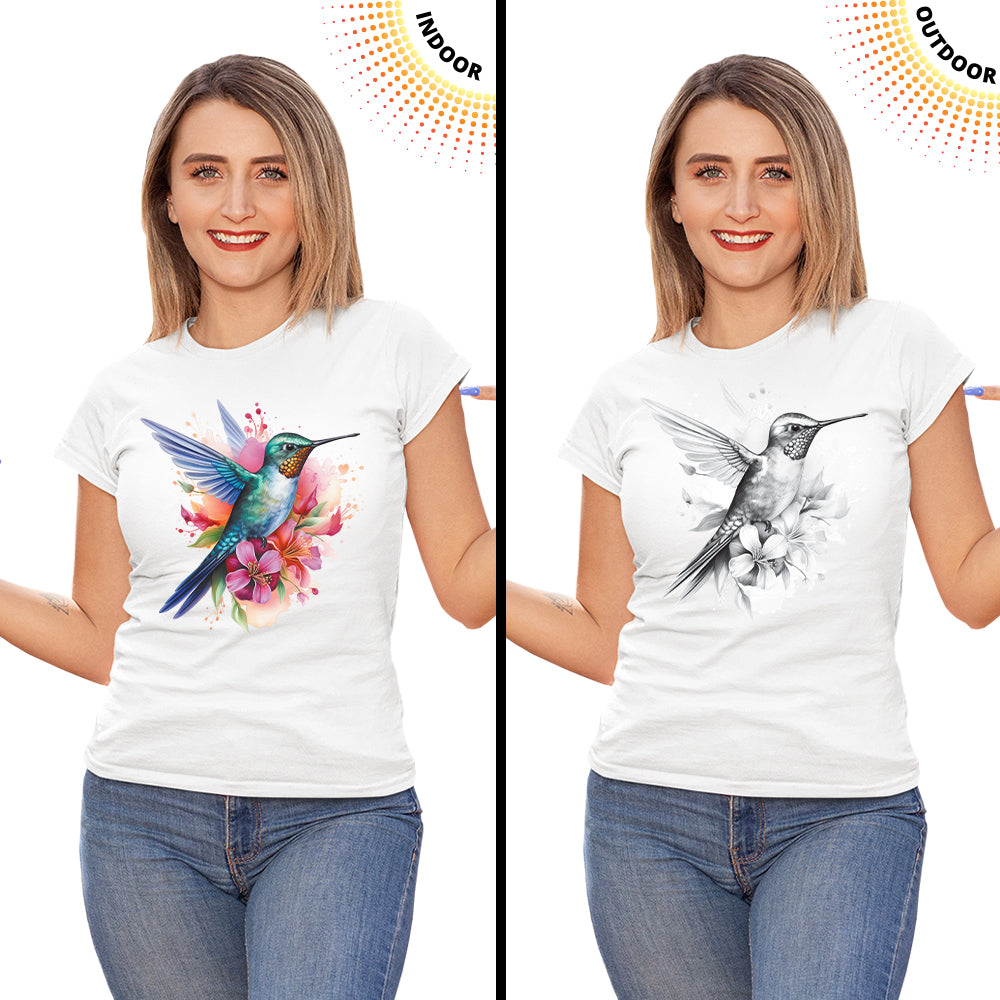 Women's Hummingbird Watercolor Solar Tee