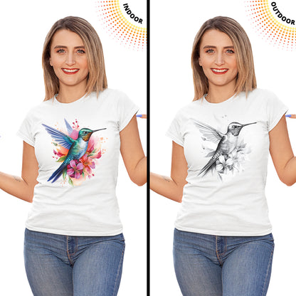 Women's Hummingbird Watercolor Solar Tee