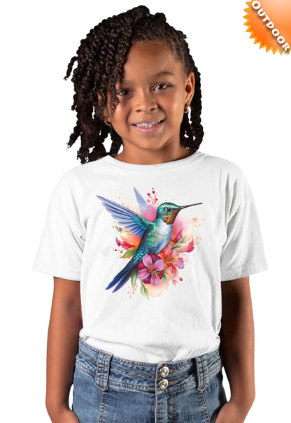 Kid's Hummingbird Watercolor Solar Tee