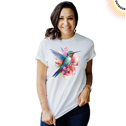Adult Unisex Hummingbird Watercolor Solar Tee