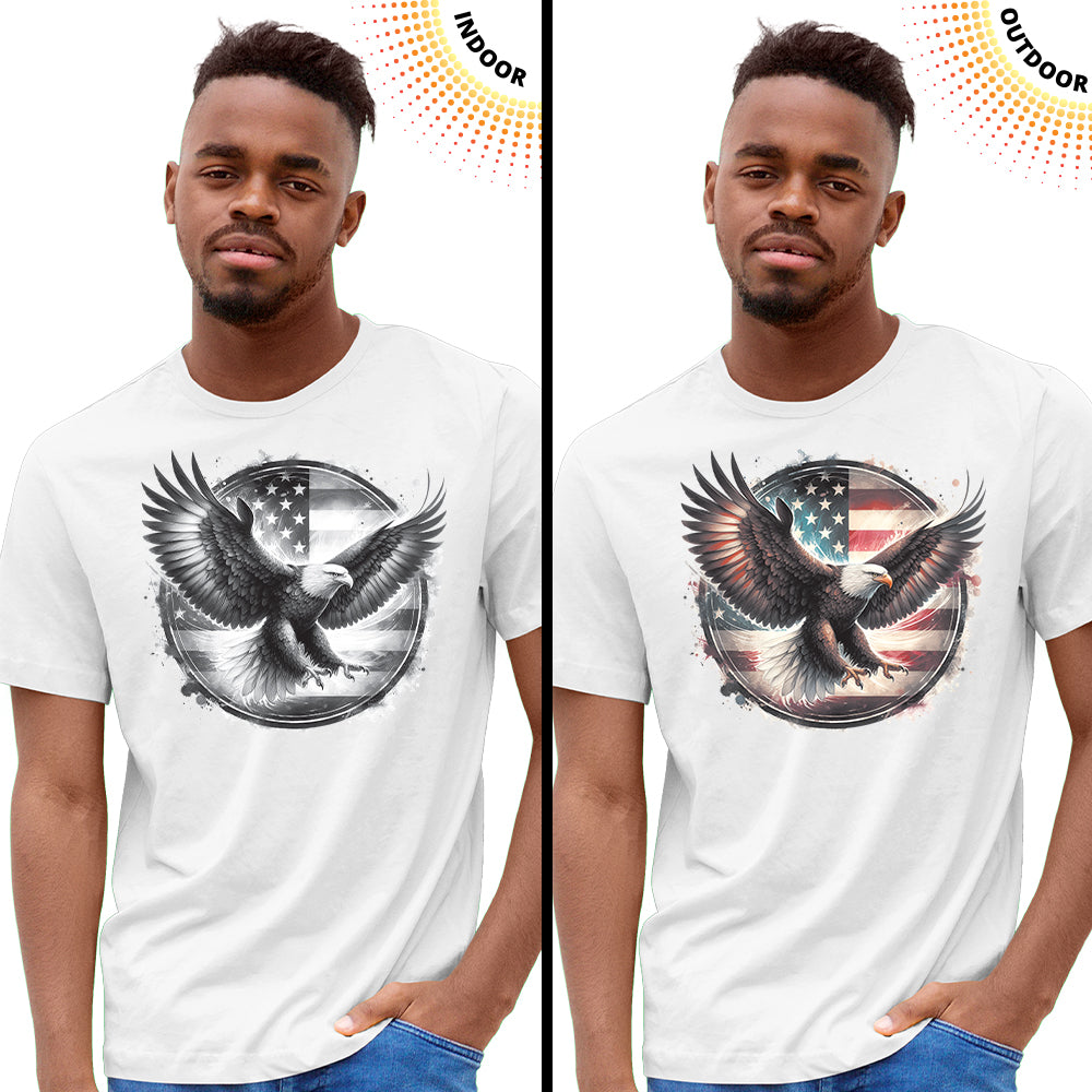 Adult Unisex Eagle Flag Circle Solar Tee