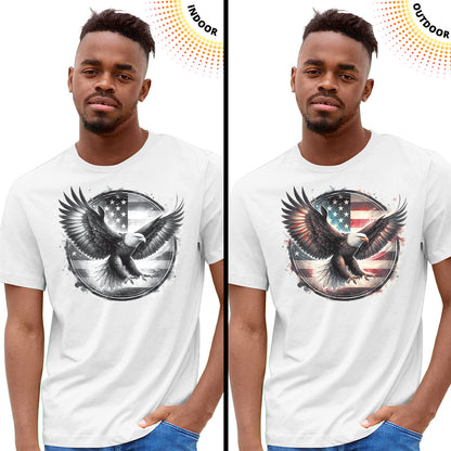 Adult Unisex Eagle Flag Circle Solar Tee