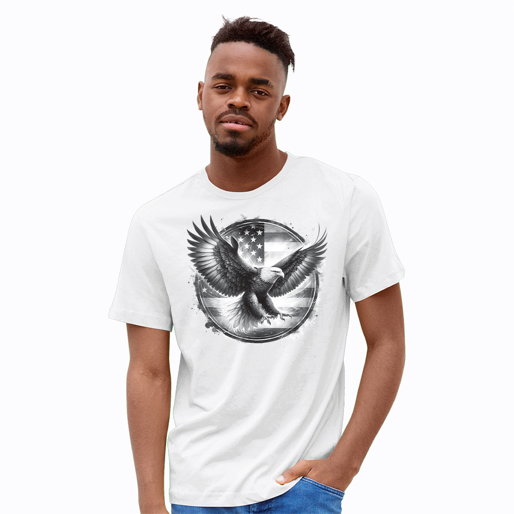 Adult Unisex Eagle Flag Circle Solar Tee