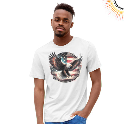 Adult Unisex Eagle Flag Circle Solar Tee