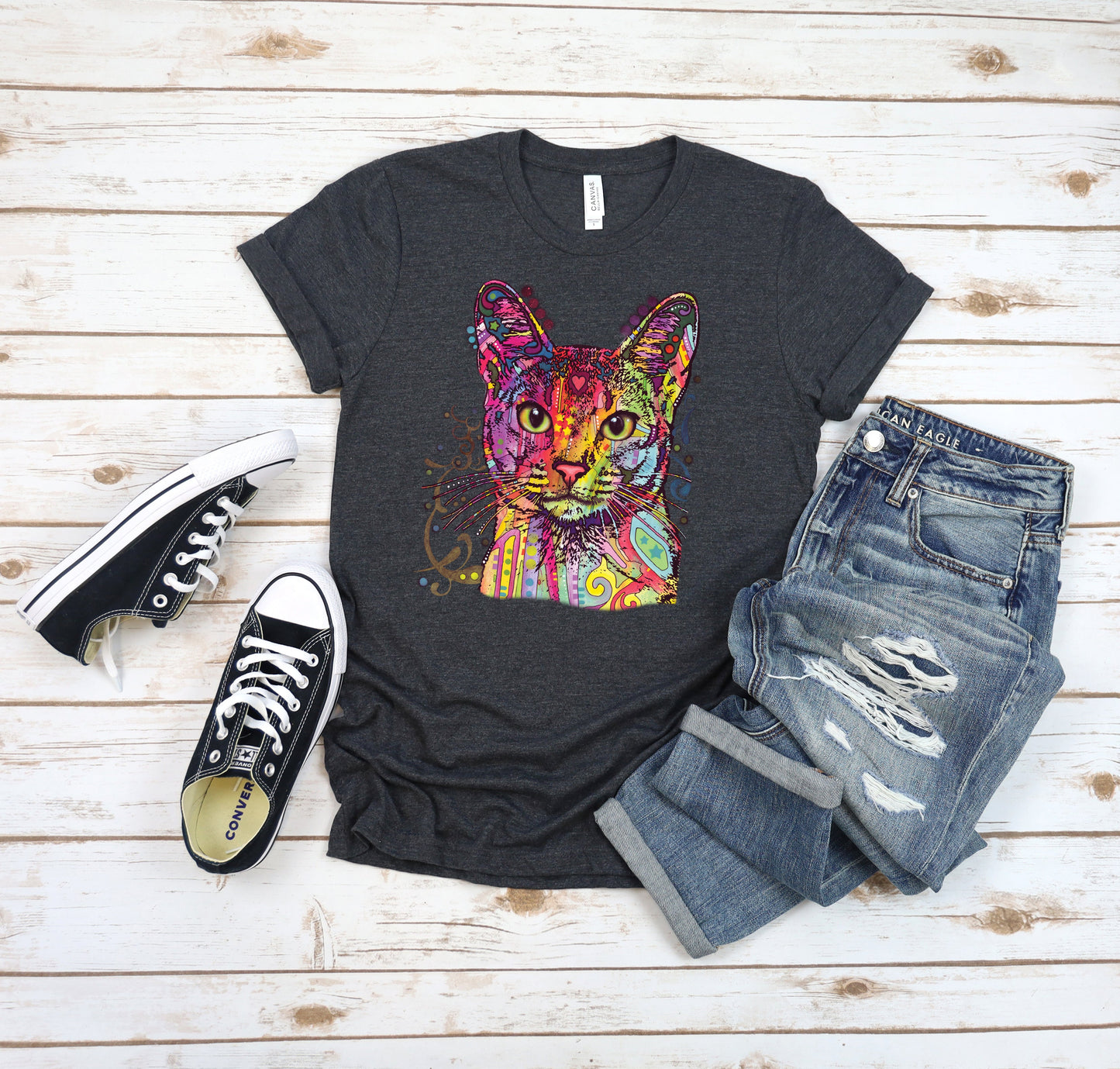 Neon Abyssinian Cat T-shirt