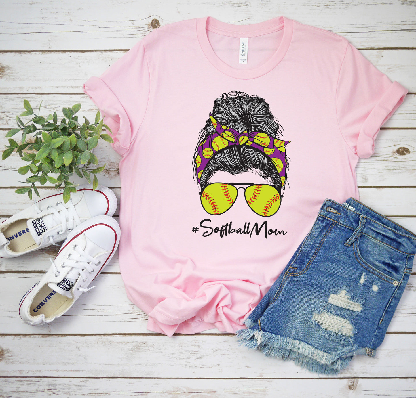 Softball Mom Bun T-shirt