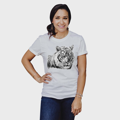 Adult Unisex Tiger Head Portrait Solar Tee