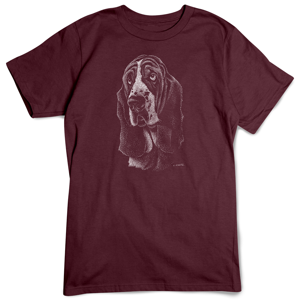 Basset Hound T-shirt, Scratchboard Dog Breed